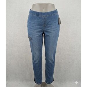 NWT Denim & Co Adaptive Womens 2X Blue Jeans Pull On Cargo Pocket Medium Wash